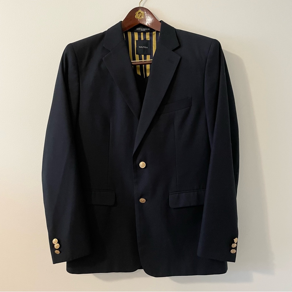 Nautica Menâs Classic Navy Blue Blazer - Gold Anchor Buttons
